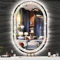 40 x 20 Inch Crystal Oval Vanity Mirror with Lights 3 Color Memory Function Dimmable Antifog 40 Inch Diamond Crystal LED Oval Lighted Mirror for Bathroom Salon Wall Horizontal/Vertical Mount