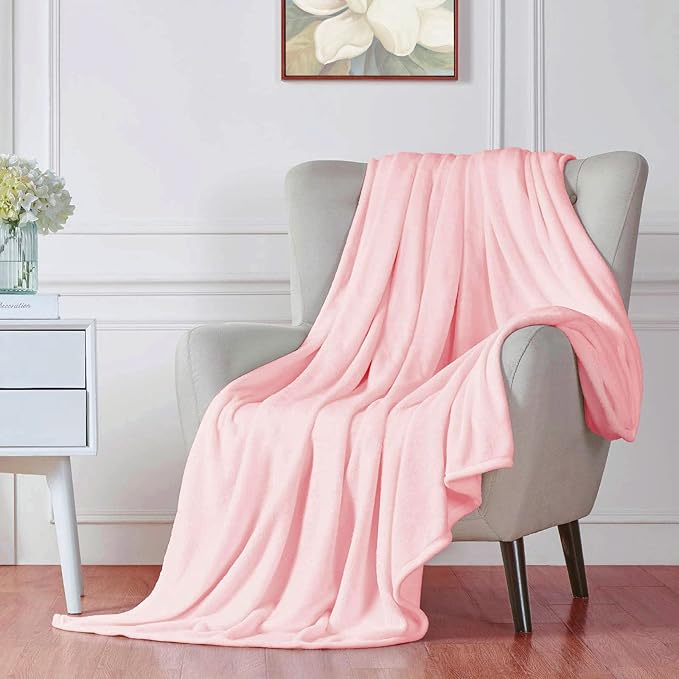 Walensee Fleece Blanket Plush Throw Fuzzy Lightweight (Twin Size 60x80 Pink) Super Soft Microfiber Flannel Blankets for Couch, Bed, Sofa Ultra Luxurious Warm and Cozy for All Seasons