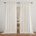 RYB HOME Sheer Curtains Linen Textured Semi Sheer Draperies Light Glare Filtering Privacy Sheer Backdrop for Bedroom Living Room Patio Door Window, Linen, W 70 x L 95 inches Long, 2 Pcs