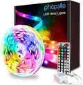 phopollo Led Strip Lights Color Changing 16.4ft Flexible 5050 RGB Led Lights Kit with Power Supply and 44 Keys Remote