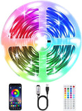 LED Strip Lights, 50ft Smart RGB Music Sync Bluetooth App & Remote Control, USB-Powered LED Lights for TV, Gaming, Bedroom, PC, Home Theater,Parlor,Room