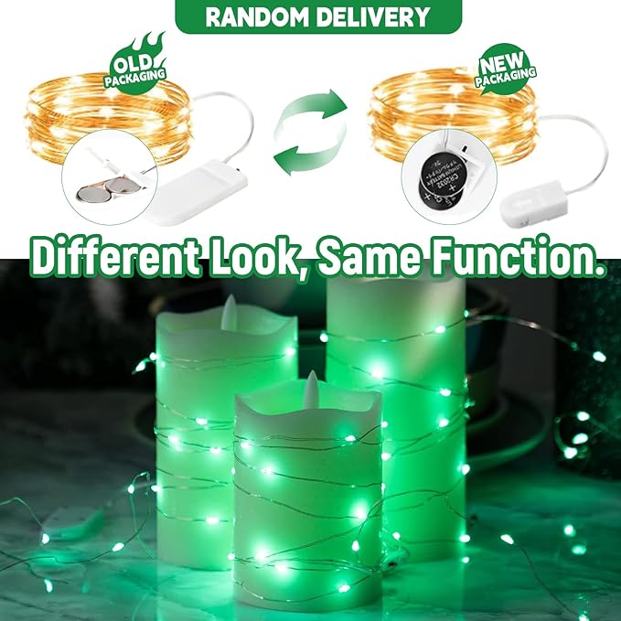 12-Pack LED Fairy Lights 7 Feet Battery Powered Waterproof Silver Wire 20 Slim Copper Wire Pastel Lights for DIY Wedding Party Bedroom Patio Easter Christmas (Green)