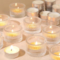 18 pcs Clear Tealight Candle Holders with 18PCS Tealights Candles, Glass Votive Candle Holders Set for Table Centerpiece, Home Decor and Party Supplies