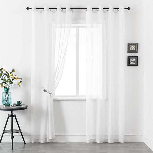 108 Inch Sheer Curtains for Living Room Bedroom Apartment Window 2 Panels Grommet Voile Drape Semi Sheer Curtain for Wedding Baby Shower Party Backdrop Outdoor White 52X108 Inches 9 FT Extra Long