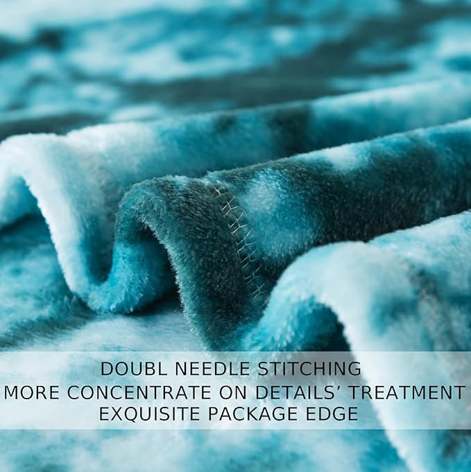 Fuzzy Throw Blanket Travel Size - Teal, Soft and Comfy, Plush and Furry Faux Fur, Reversible Throw Blankets for Sofa and Bed, 50x60 Inches,Teal