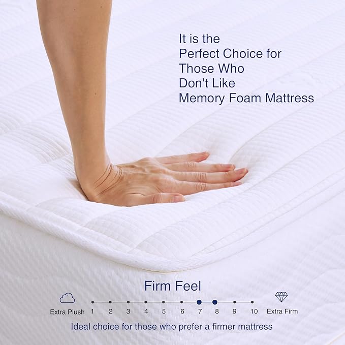 Sunrising Bedding 8 inch Twin Natural Latex Mattress, Individually Encased Pocket Coil, Firm, Supportive, Naturally Cooling, Organic Mattress, 120-Night Free Trial, 20-Year Warranty