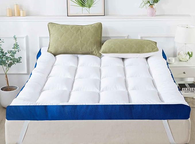 WhatsBedding 5 Inch Memory Foam Full Size Mattress Topper 100% Cotton Top, Filled with Breathable & Soft Memory Foam Pillow Top,4 Elastic Straps, 75x54x5 Inch, Full