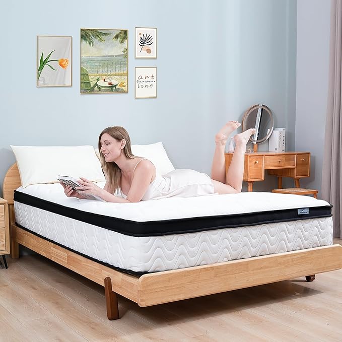 Twin Mattress | 10 Inch Twin Size Hybrid Mattresses in a Box | Medium Firm Memory Foam and Individual Pocket Springs | Fiberglass Free Bed Matress | Breathable | CertiPUR-US