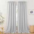 RYB HOME Semi Sheer Curtains - Linen Curtains Privacy Light Airy Sheer Window Treatment Drapes for Large Windows Bedroom Living Room Sunroom, Dove Grey, 52 x 108 inch Long, 2 Panels