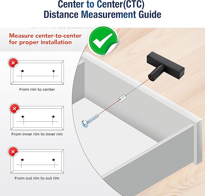 JOY DECOR 45 Pack Single Hole Matte Black Square Cabinet Handles Stainless Steel Cabinet Hardware Pulls for Kitchen and Drawers with 2 Inch Overall Length