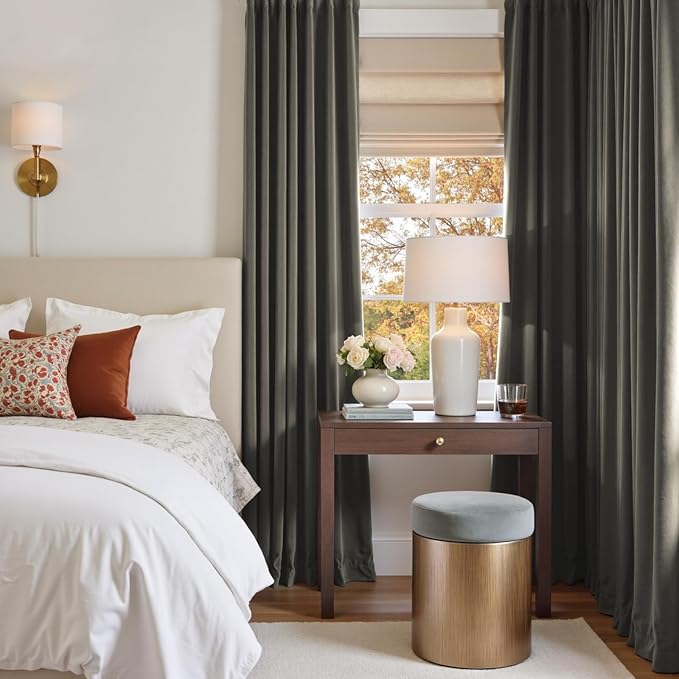 Lazzzy Velvet Blackout Curtains Thermal Insulated Room Window Drapes Super Soft Luxury Curtains for Living Room Bedroom Rod Pocket 2 Panels, Grey, 42" W x 108" L