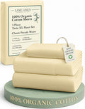 LANE LINEN 100% Organic Cotton Sustainably Produced Twin XL Bed Sheets, Mercerized Fully Elasticized Percale Perfect for Hospital Bed & Dorm Room, Reinforced Seams Twin XL Sheets-Vanilla