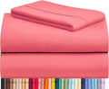 LuxClub 3 PC Sheet Set Bed Sheets Deep Pockets 16" Eco Friendly Wrinkle Free Cooling Machine Washable Hotel Bedding Silky Soft - Vermilion Twin