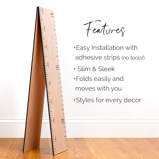 HEADWATERS STUDIO Wooden Growth Chart for Wall - Size Height Chart for Kids, Growth Measuring Board and Kids Height Wall Chart, Growth Chart for Kids, Height Chart for Wall - Natural (63"x6.7")