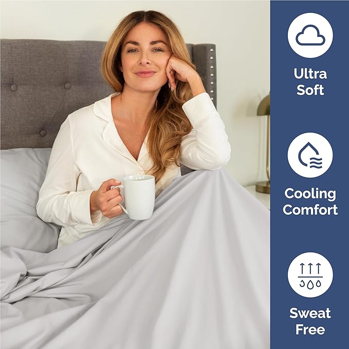 Full 6 Piece Sheet Set - Comfy Breathable & Cooling - Ultra-Soft Hotel Luxury Bedding Set w/ 8-16 Inch Deep Pockets - 1 Flat & 1 Fitted Sheet & 4 Pillowcases - Wrinkle Free & Easy Care - French Grey