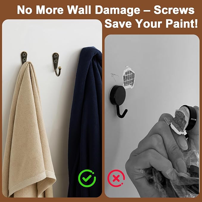POZEAN 60 Pack Wall Hooks for Hanging, Heavy Duty Small Coat Hooks Wall Mounted for Living Room, Bathroom, Kitchen, Bedroom for Key, Cup, Bag, Hat, Scarf, and More (Bronze)