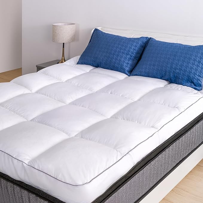 Marine Moon California King Mattress Topper, Extra Thick Bed Topper, Cooling Plush Pillow Top Mattress Toppers Soft Down Alternative Pad, Hotel Quality Pillow Topper, Cal King