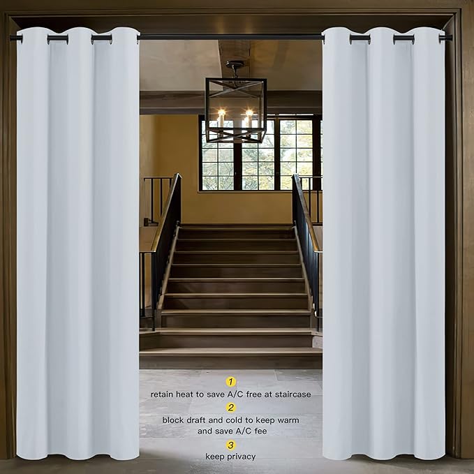 NICETOWN Curtains & Drapes for Door Tapestry, Sound Noise Canceling Room Darkening Replacement Makeshift Curtains for Bathroom Pantry Bedroom Closet (Cloud Grey, 1 Panel, 5ft Wide x 11ft Long)