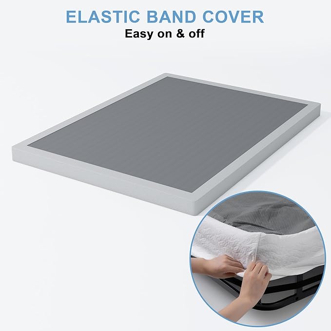 King Box Spring - 4 Inch High Profile Box Spring for King Bed, Sturdy Metal Frame Mattress Foundation, Easy Assembly, Quiet & Noise-Free