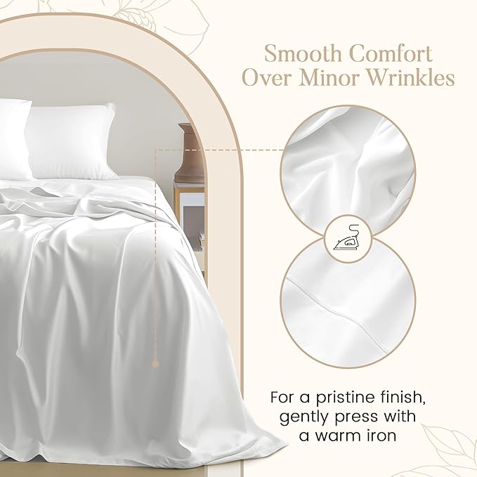 100% Cotton 800 Thread Count Breathable Split King Bed Sheets, Soft & Comfy Naturally Cool Fully Elasticated Fitted Sheet & Pillowcase Sets, Machine Washable No Pill Fade Resistant – Semolina
