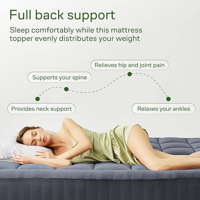 Ultra Soft Twin XL Size Mattress Topper - Viscose Made from Bamboo Pillow Top Mattress Pad for Back Pain Relief - Naturally Cooling for Hot Sleepers, Gray