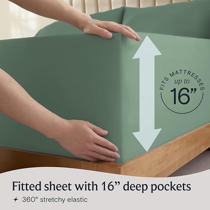 LuxClub Twin XL Sheets - Twin Bed Sheets for Boys and Girls, 3 PC Deep Pockets Wrinkle Free Kids Fitted Sheets Machine Washable Hotel Bedding Silky Soft - Tree Moss Green Twin XL