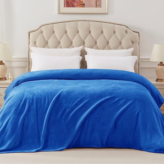 Exclusivo Mezcla Fleece Blanket Twin Size for Bed, Super Soft and Warm, All Season Use, Cozy, Plush, Lightweight, 60x80 Inches Cobalt Blue