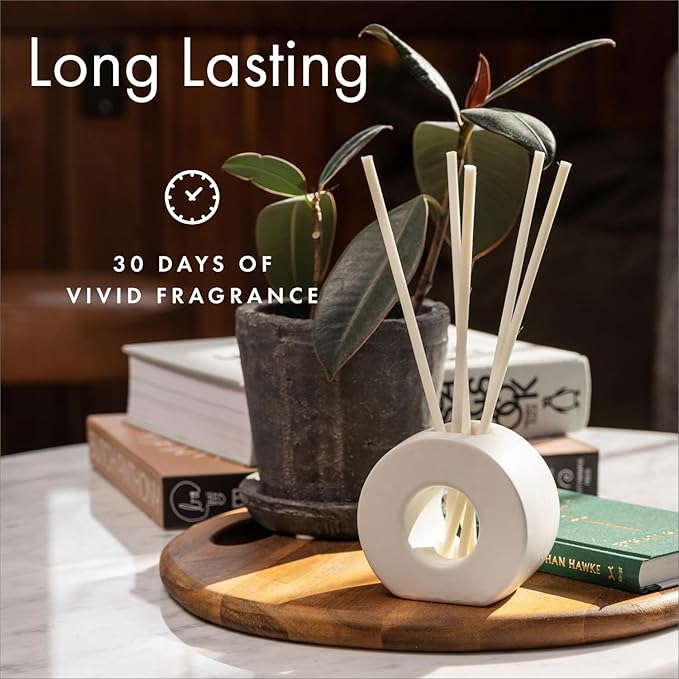 ScentAir Infused Liquidless Reeds | Includes 25 Flameless Reeds and 1 Decorative Vase, White | Essential Oil Aroma Diffuser Sticks | Fresh Spa Scents | Gifting Fragrance | Eucalyptus Mint