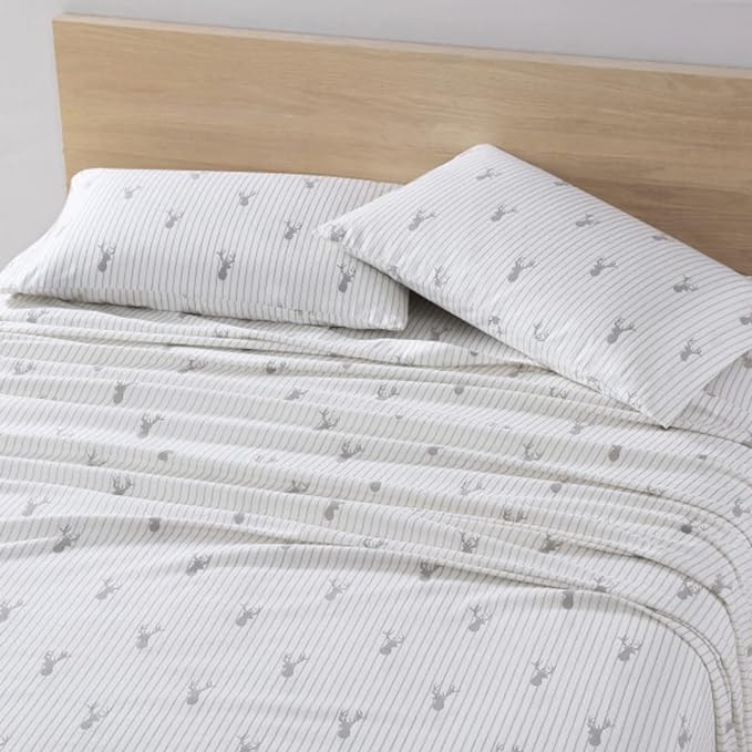 Eddie Bauer - Full Sheets, Cotton Flannel Bedding Set, Brushed For Extra Softness, Cozy Home Decor (Deer Lodge, Full)