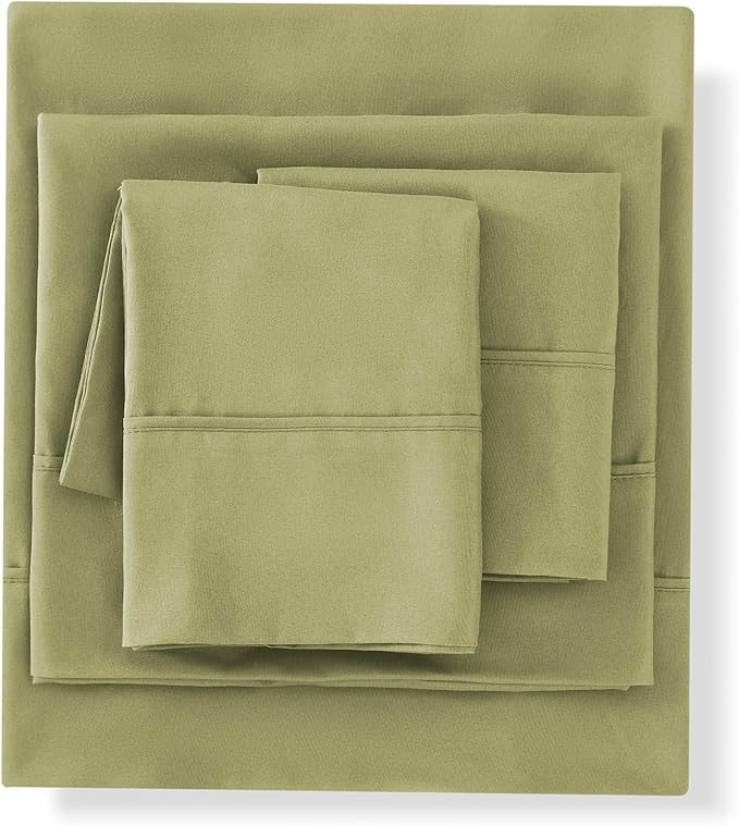 Sweet Home Collection 5 Piece Comforter Set Bag Solid Color All Season Soft Down Alternative Blanket & Luxurious Microfiber Bed Sheets, Sage, Twin (Pack of 4)