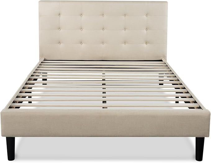 ZINUS Ibidun Upholstered Platform Bed Frame, Mattress Foundation, Wood Slat Support, No Box Spring Needed, Easy Assembly, Full, Beige