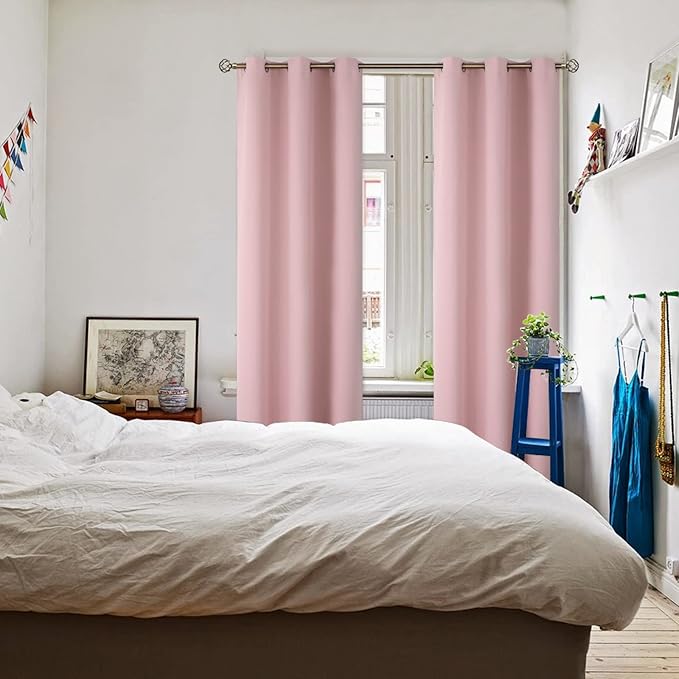 BGment Room Darkening Curtains 84 Inches Long - Grommet Thermal Insulated Drapes Window Treatment Curtains for Bedroom, 2 Panels, 38 x 84 Inch, Baby Pink