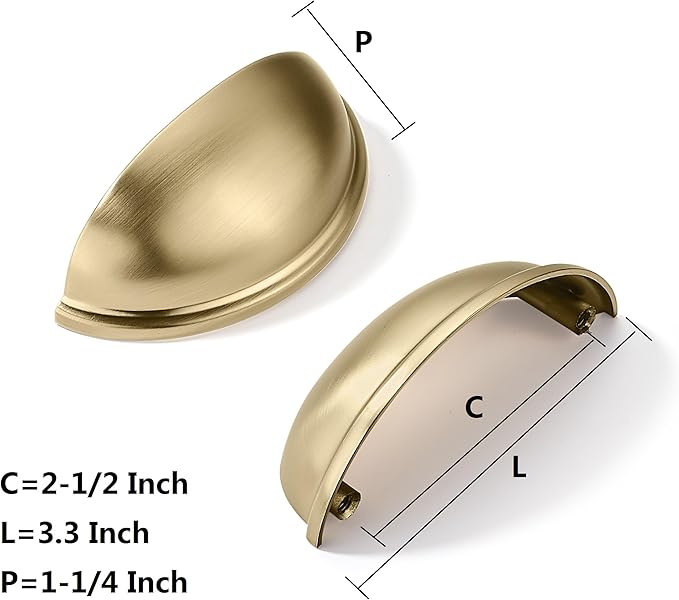 khtumeware 10 Pack 2-1/2" Drawer Pulls Champagne Bronze Cabinet Cup Pulls Kitchen Hardware Cabinet Handles Drawer Handles Knobs 2.5 inch Hole Center