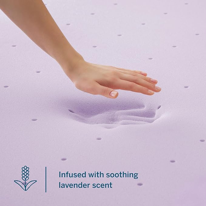 LUCID 2 Inch Lavender Infused Memory Foam Mattress Topper, Queen Size – Ventilated Design – Pressure Relieving Bed Topper - Mattress Pad – CertiPur Certified