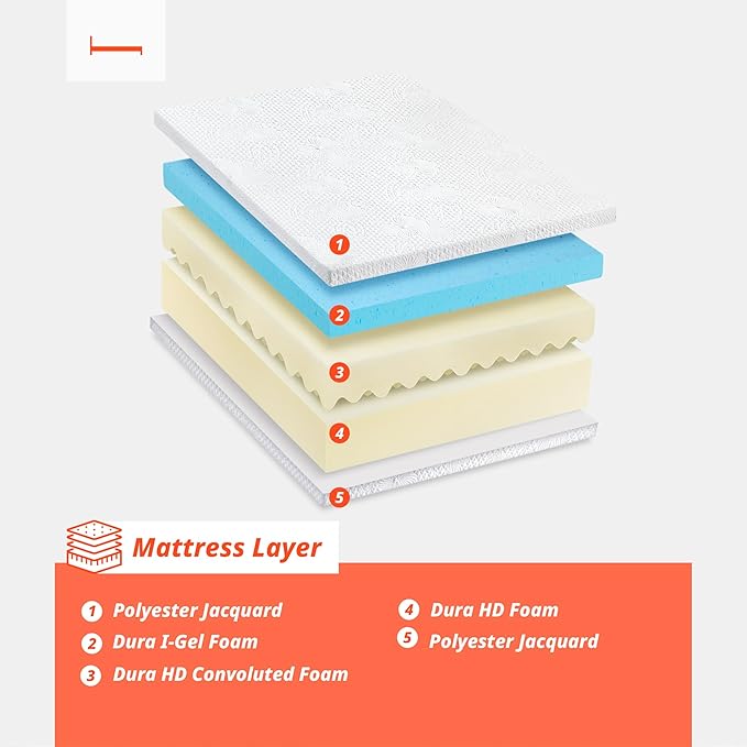 PrimaSleep King Mattress, 9 Inch Gel Memory Foam Mattress, Gel Infused for Comfort and Pressure Relief, CertiPUR-US Certified, Bed-in-a-Box, Medium Firm, King Size