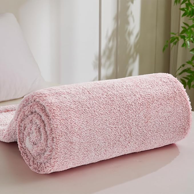 Exclusivo Mezcla Plush Fuzzy Fleece Bed Blanket King Size, Super Soft, Fluffy and Warm Blankets, Suitable for All Seasons (Mixed Pink, 90x104 Inches)