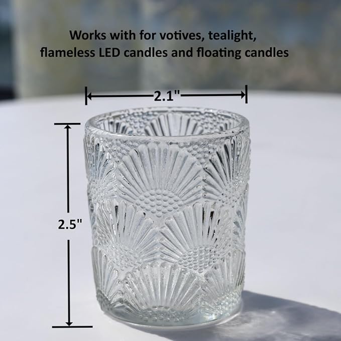 Woho 12Pcs Clear Votive Candle Holders Glass, Glass Tealight Candle Holder for Table Centerpiece, Vintage Tea Lights Candle Holder Decor for Wedding Table, Birthday Christmas Party