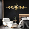 Hfrolixit Moon Phase Metal Wall Decor, Boho Moon Metal Wall Art, Celestial Wall Decor, Scandinavian Natural Wall Art, Astrology Wall Hanging (Gold, 24"x9"/60x24cm)