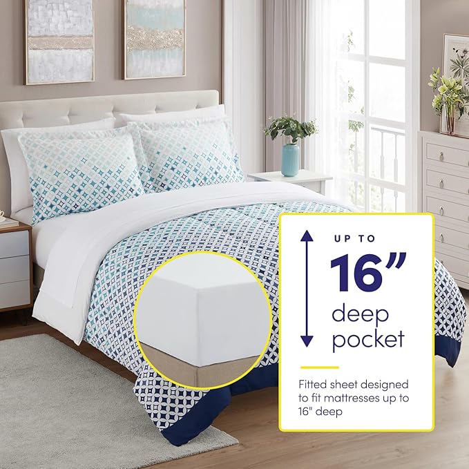 Sweet Home Collection 5 Piece Comforter Set Bag Solid Color All Season Soft Down Alternative Blanket & Luxurious Microfiber Bed Sheets, Genova, Twin