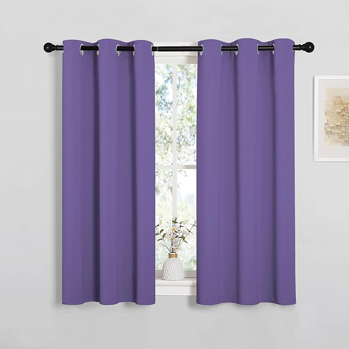 NICETOWN Bedroom Curtain Panels Blackout Draperies, Thermal Insulated Solid Grommet Blackout Curtains/Drapes (Lilac Purple, 1 Pair, 34 by 45-inch)