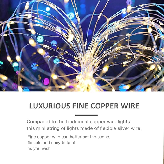 String Lights, Waterproof LED String Lights,2 Pack 20ft 60 LED Festival Decorations Crafting Battery Powered Copper Wire Starry Fairy Lights (Blue)