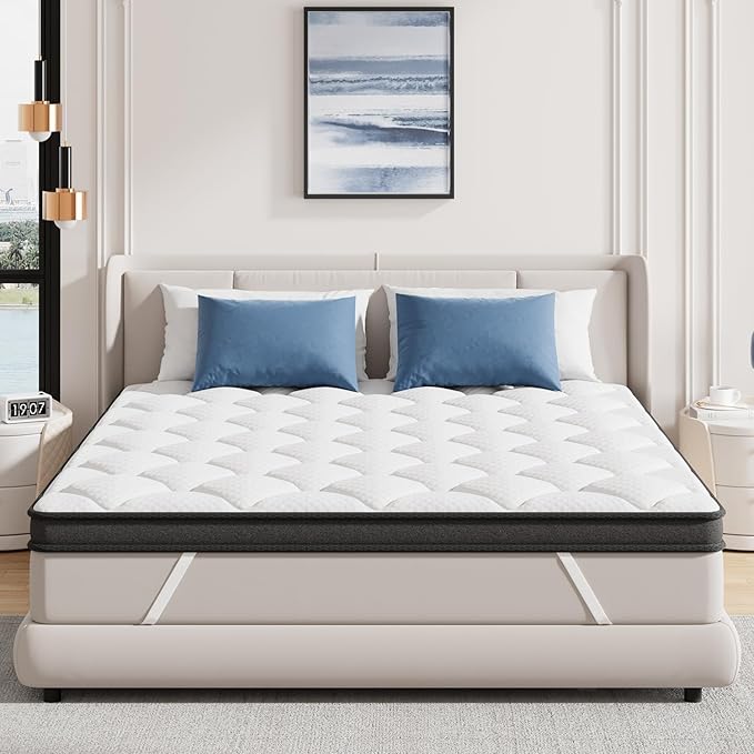 ELEMUSE 3 Inch King Size Memory Foam Mattress Topper, High Density Gel Foam Bed Toppers with Cooling Pillowtop for Back Pain Relief, Medium Firm Mattress Pad for Comfort Body Support