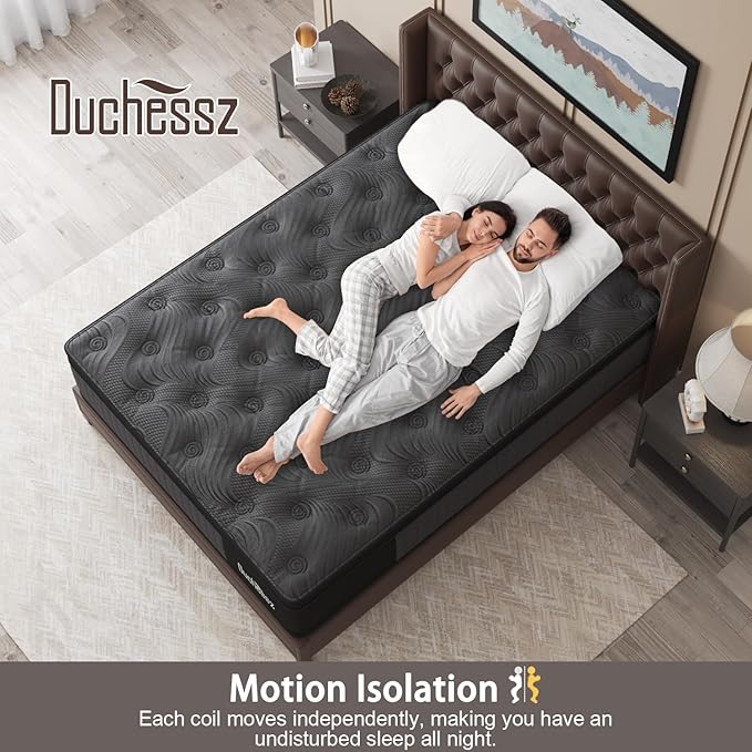 King Mattress, 14 Inch Hybrid Mattresses Black with Gel Memory Foam and Individually Pocket Innerspring Euro Top Medium Firm for Motion Isolation, Edge Support, 100 Night Trial