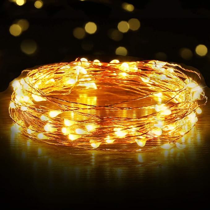 USB LED Fairy String Light, 1 Pack Copper Wire Fairy Lights for Indoor, Bedroom Festival Christmas Wedding Party Patio Decorative Window with USB Interface (33ft./10M,Warm White)