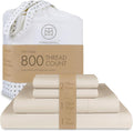 Threadmill Luxury 800 Thread Count Queen 100% Cotton Sheets - Light Beige Sateen Weave Bed-Sheets, Better Than Egyptian Cotton,4 Pc Solid Soft Bedding Set, Fits 16" Deep Pocket