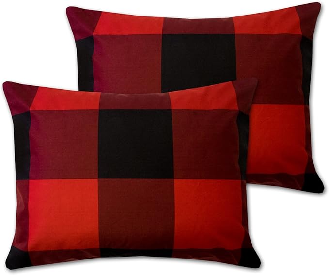 7 Piece Comforter Set Bag Solid Color All Season Soft Down Alternative Blanket & Luxurious Microfiber Bed Sheets, Full, Buffalo Plaid Burgundy/Black