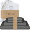 Threadmill Luxury 800 Thread Count California King 100% Cotton Sheets - Dark Grey Sateen Weave Bed-Sheets, Better Than Egyptian Cotton,4 Pc Solid Bedding Set, Fits 16" Deep Pocket