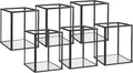 Phosphor Set of 6 PCS Small Glass Hurricane Camdle Holder, Black Candle Holder for Wedding, Party, Holiday.