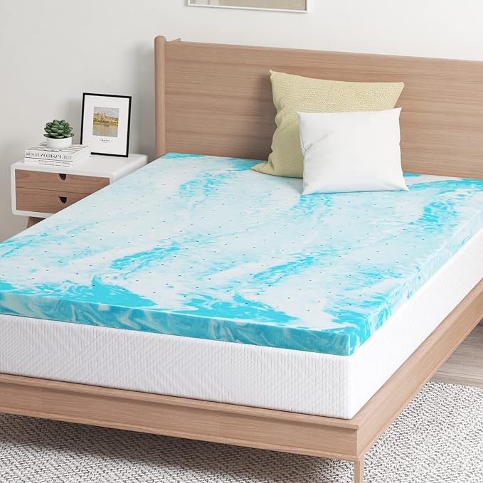 EGO Topper 3 Inch King Memory Foam Mattress Topper, Gel Foam Mattress Topper for Pressure Relief, Ventilated Design Bed Topper in a Box, CertiPUR-US Certified, 76"×80", Medium