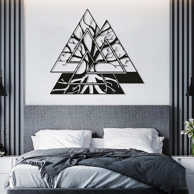 Veplsur Tree of Life Metal Wall Art, Norse Viking Decor, Pagan Wall Decor, Tree of Life Wall Sculpture, Scandinavian Home Decor, Godly Home Decor (White, 39"x39"|100x100cm)